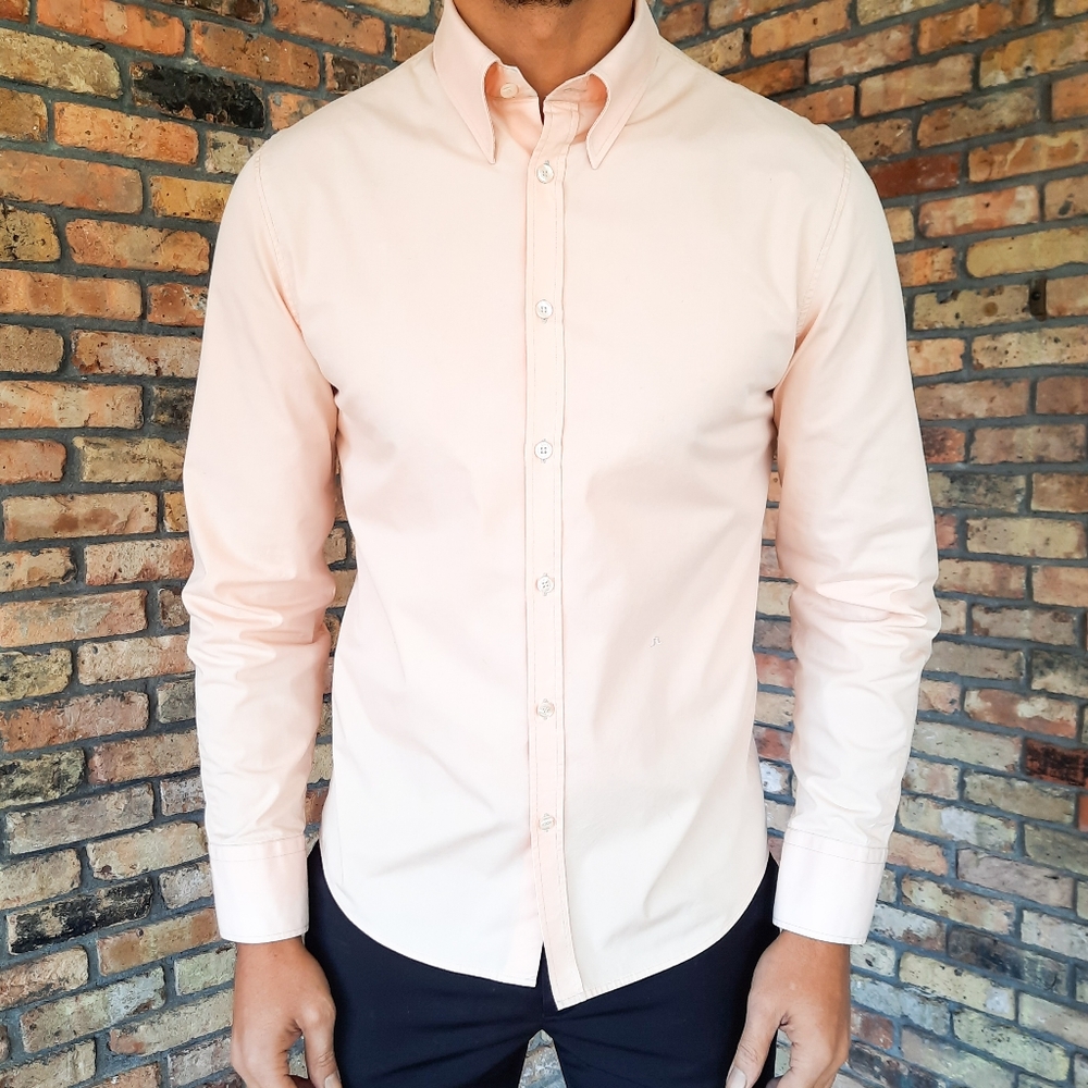 J. Lindeberg Slim Snap-Button Down Shirt Peach